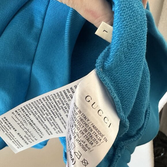 NWT GUCCI BLUE SWEATSHIRT COTTON SZ L 100% Authentic GG logo - Picture 10 of 11